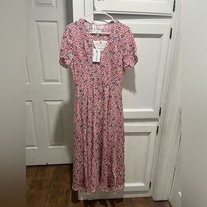 NWT DYVNA Midi Floral Silk Blend A-Line Maxi Dress SMALL